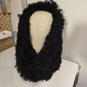VTG Faux Fur infinity scarf Goth Whimsigoth Grunge Mongolian Lamb Black